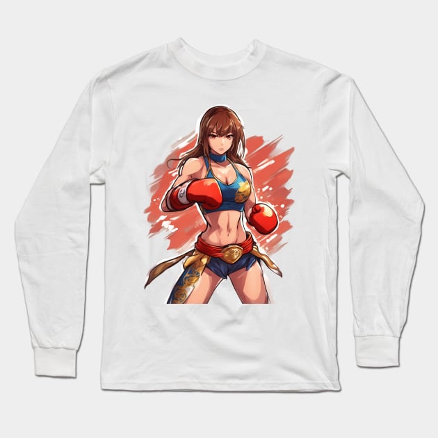 Women MMA fighter Long Sleeve T-Shirt by animegirlnft